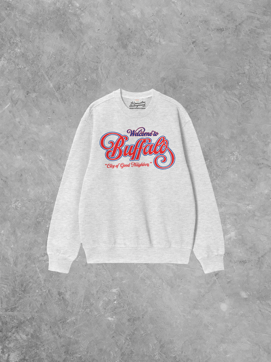 Underground Original Design: Welcome to Buffalo, Sports Boxy Cotton Sweatshirt