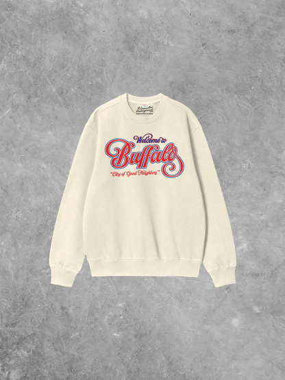 Underground Original Design: Welcome to Buffalo, Sports Boxy Cotton Sweatshirt