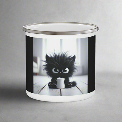 Adorable Cat Camping Mug – Enamel Coffee Cup for Pet Lovers & Nature Fans